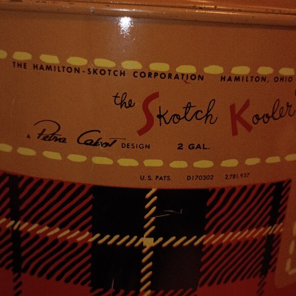 1950s 2 Gal. SKOTCH KOOLER Petra Cabot Design Classic Plaid - Picture 2 of 14